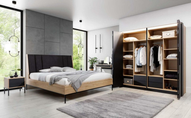 Armadio nero in legno di lusso elegante design moderno per la camera da letto.