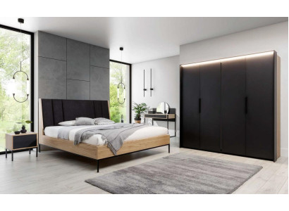 Set da camera da letto Beige Letto Elegante 2 Comodini di lusso Moderno Nuovo 3 pezzi.