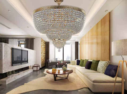 Lampada a sospensione di lusso plafoniera lampada lampadario cristallo oro 100cm