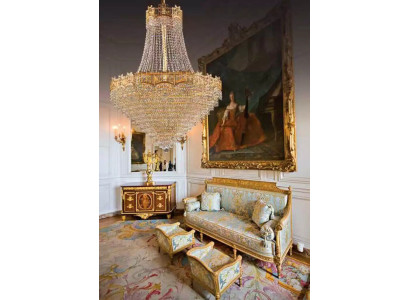 Lampadario di lusso soffitto lampadario lampada a soffitto lussureggiante oro cristallo 77x145