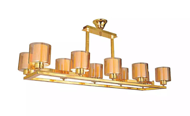 Candelabro a sospensione in ottone dorato