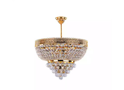 Lustro a soffitto rotondo di lusso con cristalli dorati 50x60