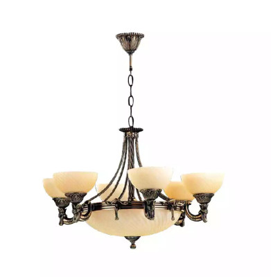 Lampadario moderno a sospensione in vetro beige.