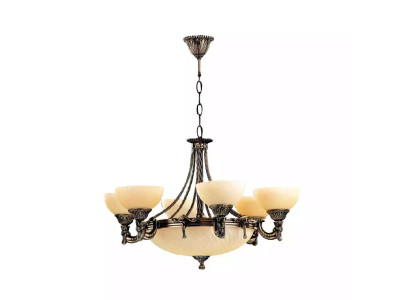 Lampadario moderno a sospensione in vetro beige.