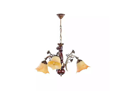 Lampadario a soffitto con fiori, plafoniera, lampadario, lampada in vetro beige.