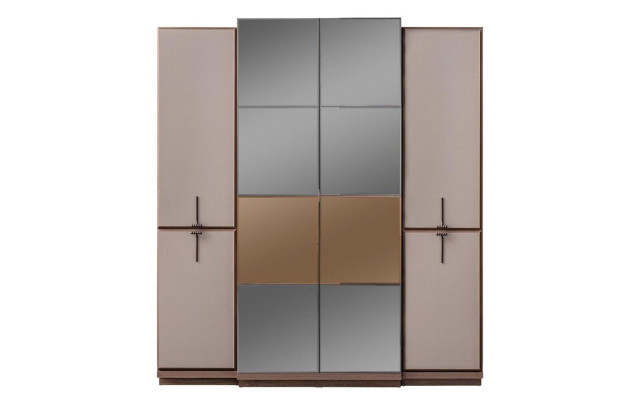 Mobile camera da letto beige di design in legno Armadio Armadio in vetro Nuovo