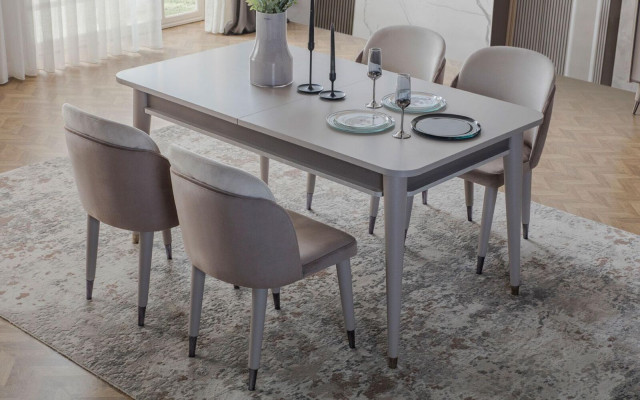 Tavolo da pranzo grigio Mobili da sala da pranzo di design Tavolo in legno allungabile Nuovo