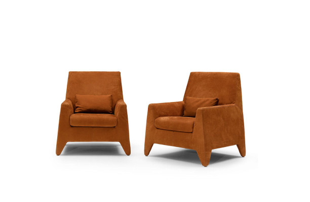 Poltrona seduta design moderno soggiorno imbottita monoposto tessuto marrone stile lusso