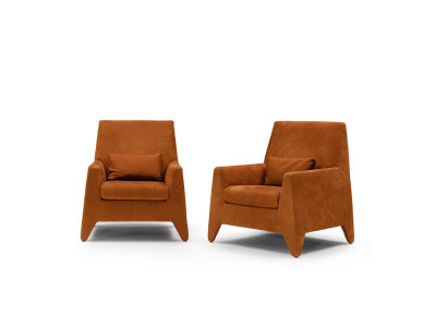 Poltrona seduta design moderno soggiorno imbottita monoposto tessuto marrone stile lusso