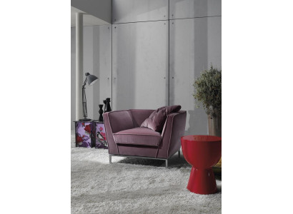 Poltrona monoposto di lusso, rivestita in rosso, design relax, mobili italiani Prianera nuovi.