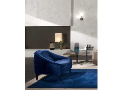 Poltrona Arredamento Moderno Tessuto Lounge Tessuto di lusso Seduta Relax Arredamento Blu Prianera