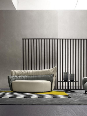 Divano ad angolo a due posti con design a due posti, divani imbottiti in pelle di Prunera.