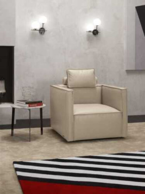 Poltrona monoposto di lusso 1 posto Imbottitura seduta Design Beige Seduta in pelle Prianera Nuova