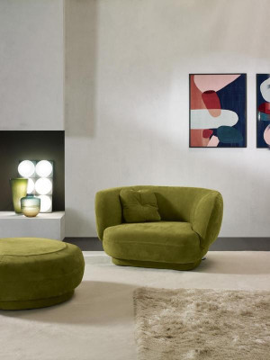 Poltrona Verde in Pelle Design Monoposto per Soggiorno Stile di lusso