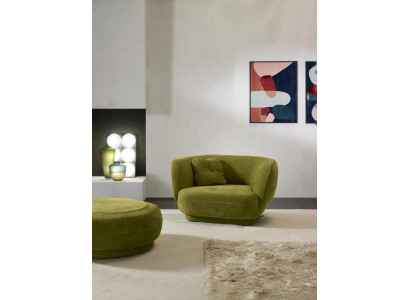 Poltrona Verde in Pelle Design Monoposto per Soggiorno Stile di lusso