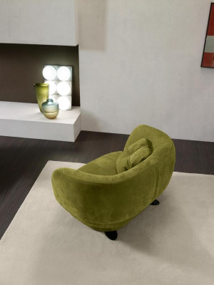 Poltrona Verde in Pelle Design Monoposto per Soggiorno Stile di lusso