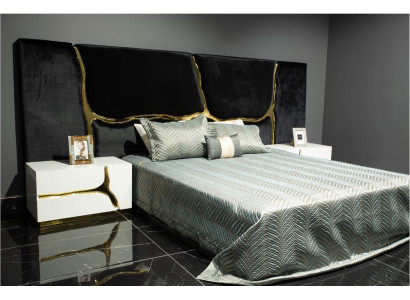 Set da camera da letto Letto matrimoniale di lusso Comodini Moderni Neri