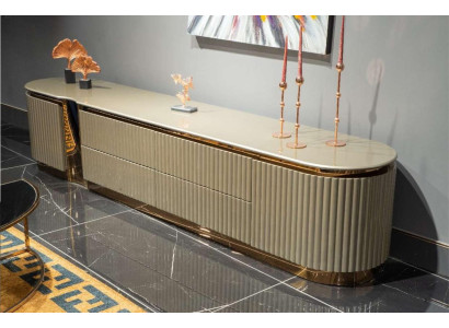 Mobile porta TV basso Beige in legno Design tavolo salotto.