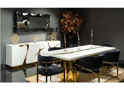 Mobili da sala da pranzo Set da pranzo Angolo pranzo Tavolo da pranzo di lusso Sedie Bianco 9 pezzi Legno Mobili da sala da pranzo, set da pranzo, angolo pranzo, tavolo da pranzo di lusso, sedie bianche, 9 pezzi, in legno.