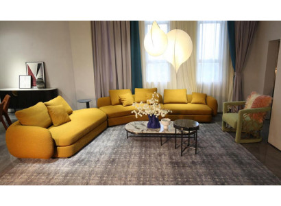 Soggiorno mobili di lusso divano angolare a L design imbottito tessile