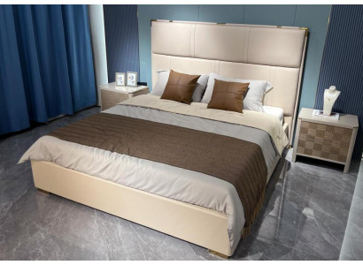 Set camera da letto Letto 2 comodini Design Moderno Lusso Letti 3 pezzi