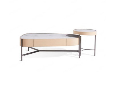 Set soggiorno 2x tavolino da caffè beige moderno lusso acciaio inossidabile