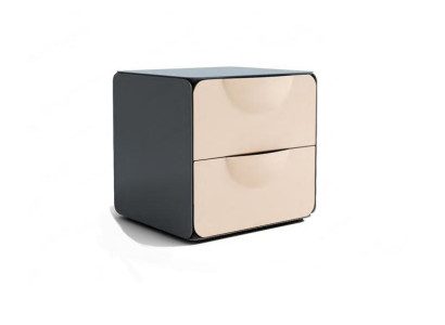 Comodino beige con 2 cassetti, comodino per camera da letto, console in legno.