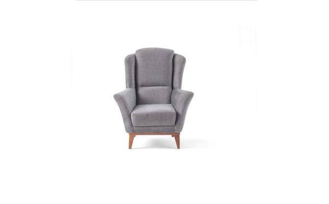 Poltrona monoposto da designer per salotto con braccioli in tessuto, 1 posto.