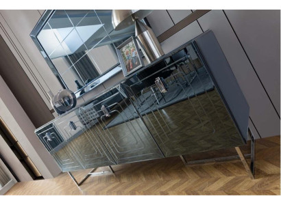 Mobili da sala da pranzo grigi Specchio in vetro con design in acciaio inox Set di lusso