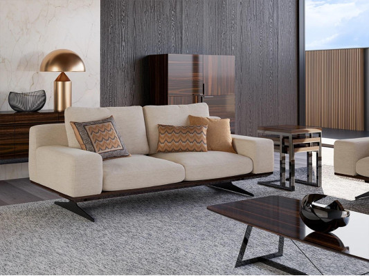 Divano imbottito moderno per il soggiorno, divano a due posti, divano, tessuto, arredamento design.