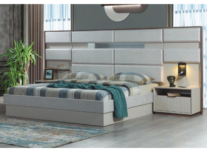 Mobili da camera da letto bianchi Designer Letto matrimoniale di lusso 2x Comodini in legno