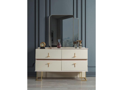 Set camera da letto Comò Specchio elegante Mobili di lusso moderni Nuovo 2 pezzi