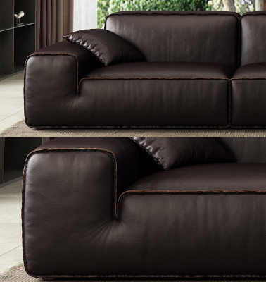 Set di divani neri di lusso 3+1 posti in pelle per il soggiorno