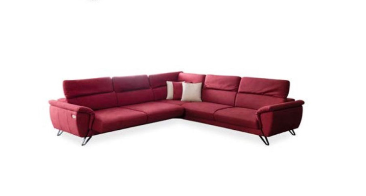 Divano a L rosso di lusso in forma di L, arredamento da soggiorno imbottito, divano da soggiorno.