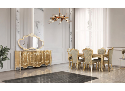 Sala da pranzo Tavolo da pranzo 6 sedie Tavolo di lusso Tavoli Gruppo da pranzo classico Set 7 pezzi.