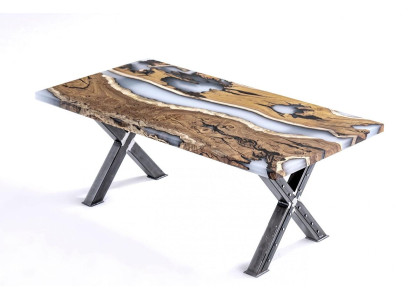 Tavolo da cucina Tavolo da pranzo Resina epossidica Tavolo da pranzo Tavolo 160 cm Legno Marrone