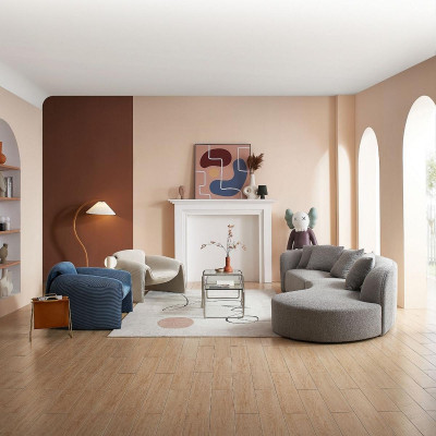 Sofà di lusso grigio a cinque posti Grande paesaggio abitativo Mobili moderni Nuovi