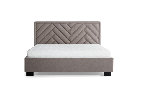 Set camera da letto grigia, letto in legno, 2 comodini, elegante, moderno, bello, nuovo, 3 pezzi.