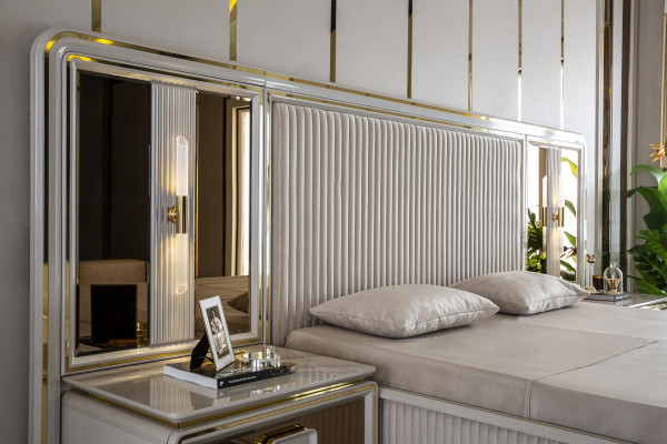 Letto Bianco Bel Design Moderno Letti Matrimoniali Camera da Letto Mobili Eleganti Nuovi