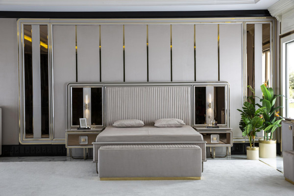 Letto Bianco Bel Design Moderno Letti Matrimoniali Camera da Letto Mobili Eleganti Nuovi