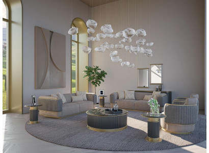 Set di divani 4 pezzi Divano imbottito Soggiorno Divano a tre posti Design moderno Poltrona