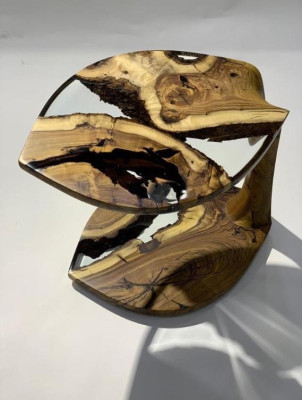 Tavolino da caffè Tavolino Comodino Resina epossidica Marrone Design per soggiorno