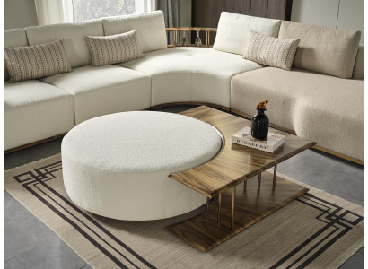 Tavolino Tavolo Tavolino da salotto Moderno Bianco Rotondo Tessuto Legno