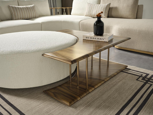 Tavolino Tavolo Tavolino da salotto Moderno Bianco Rotondo Tessuto Legno