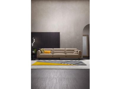 Completo set di divani Divano beige Sofa 4+3 posti in pelle