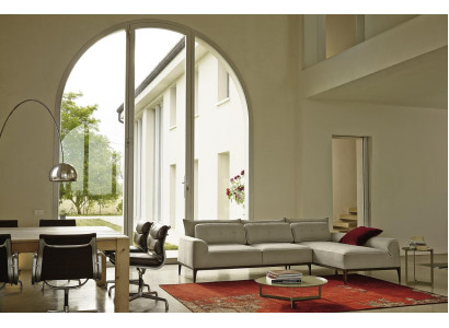 Divano d'angolo design moderno grigio tessuto ad L Salotto divano PRIANERA