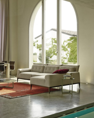 Divano d'angolo design moderno grigio tessuto ad L Salotto divano PRIANERA