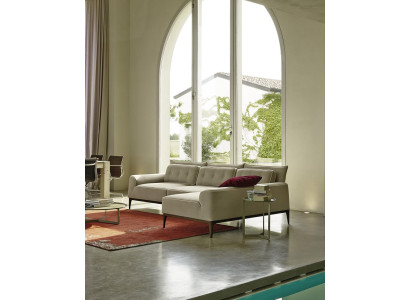 Divano d'angolo design moderno grigio tessuto ad L Salotto divano PRIANERA
