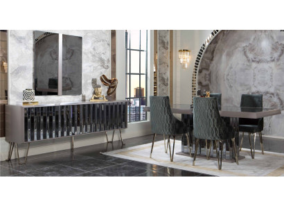 Designer Beige Set da pranzo Sala da pranzo Tavolo da pranzo 4 sedie 7 pezzi nuovo