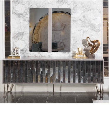 Designer Beige Set da pranzo Sala da pranzo Tavolo da pranzo 4 sedie 7 pezzi nuovo